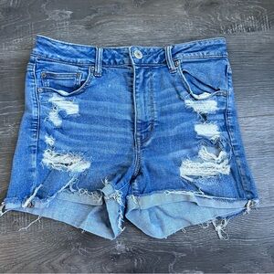 American Eagle Outfitters Blue Distressed Jean Shorts Size 12